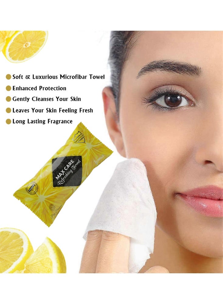 ماكس كير عبوة من 100 منشفة مبللة منعشة للصالة الرياضية، صالون التجميل، مناشف تبريد، مناشف للاستخدام مرة واحدة، مناشف مبللة منعشة لإزالة المكياج برائحة الليمون - Image 3